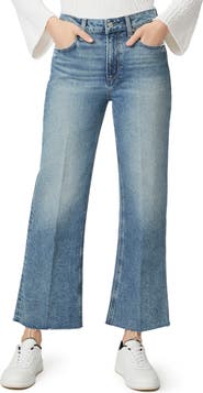 PAIGE Leenah Raw Hem High Waist Ankle Wide Leg Jeans