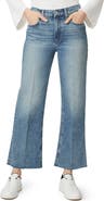 PAIGE Leenah Raw Hem High Waist Ankle Wide Leg Jeans