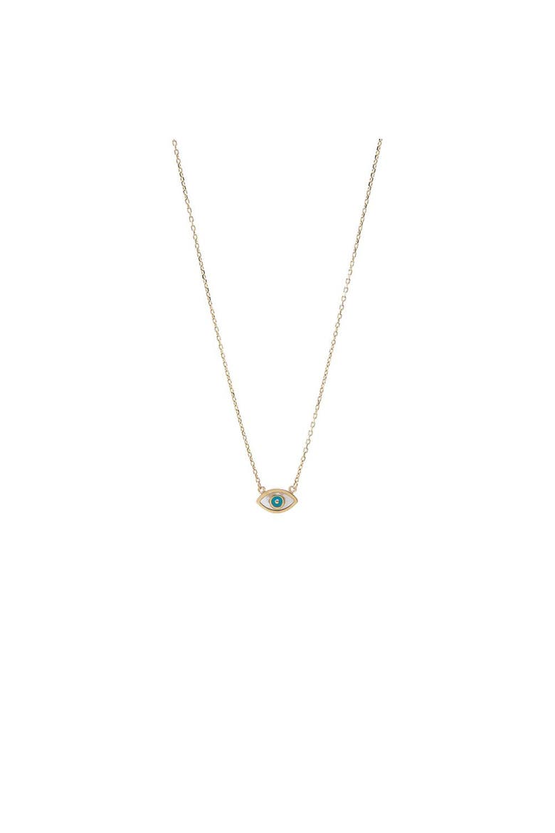 Mother Of Pearl & Turquoise Evil Eye Necklace 14K, Main, color, 14K Gold