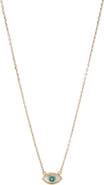BY ADINA EDEN Mother Of Pearl & Turquoise Evil Eye Necklace 14K