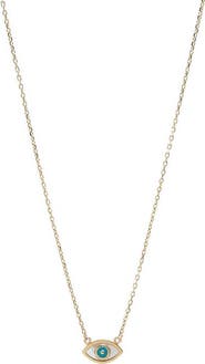 BY ADINA EDEN Mother Of Pearl & Turquoise Evil Eye Necklace 14K