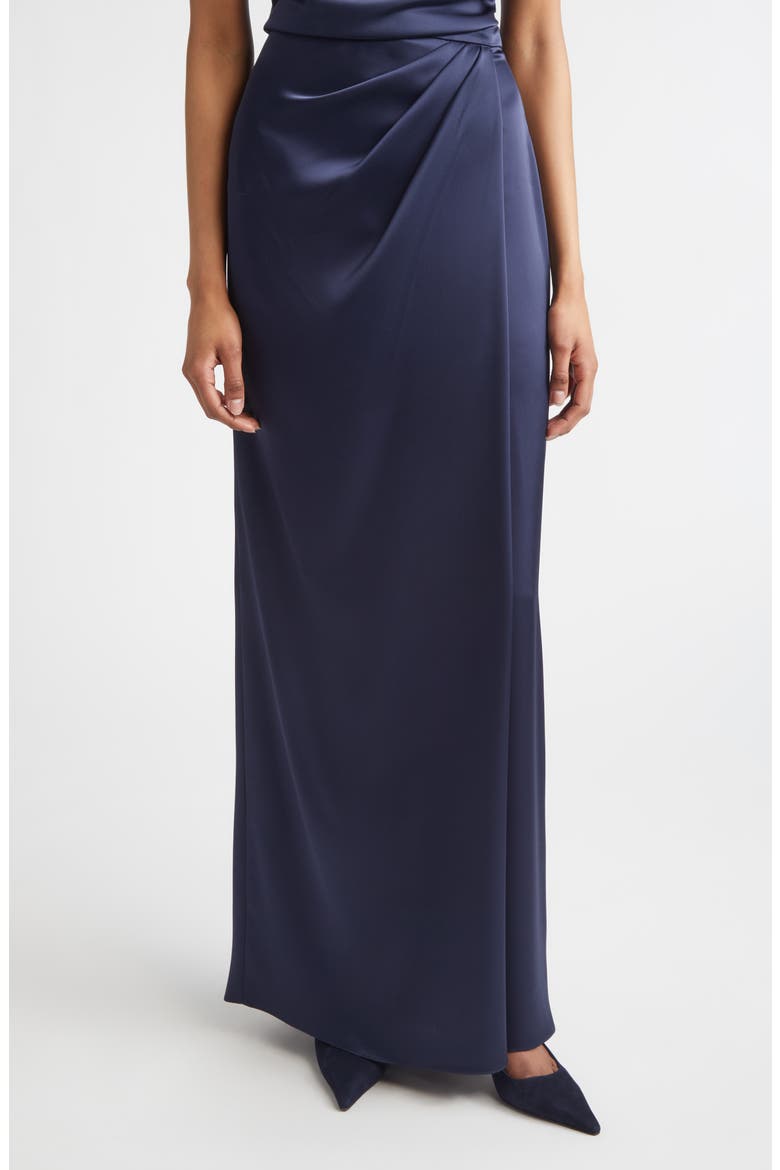 Penelope Liquid Satin Evening Skirt, Main, color, MIDNIGHT