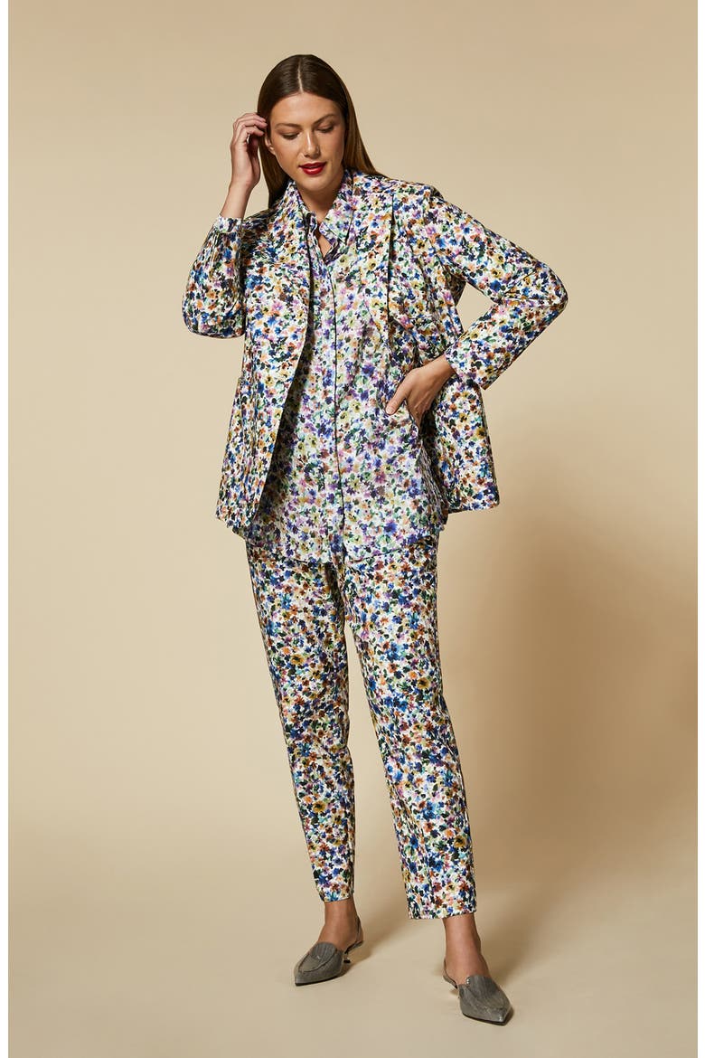 Balza Floral Satin Button-Up Shirt, Alternate, color, WISTERIA