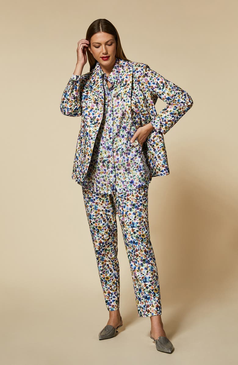 Marina Rinaldi Balza Floral Satin Button-Up Shirt, Alternate, color,