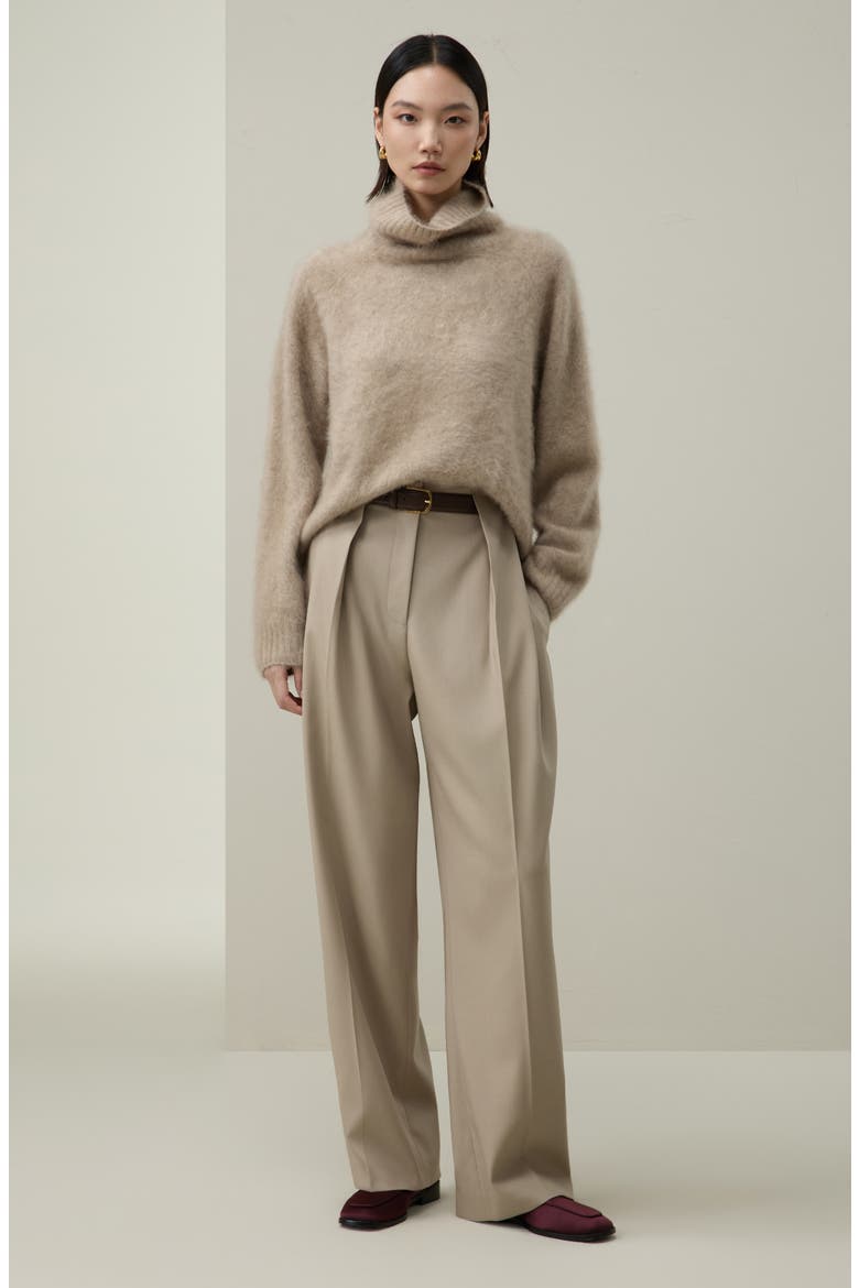 Women's Brushed Cashmere Turtleneck Sweater, Alternate, color, Camel