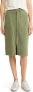 Caslon® Relaxed Zip Front Twill Midi Skirt