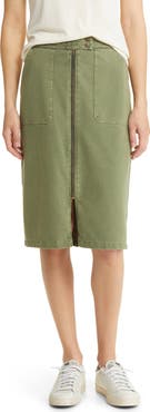 Caslon® Relaxed Zip Front Twill Midi Skirt