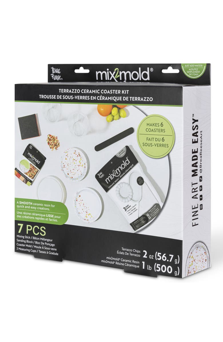 Brea Reese Mix2Mold Terrazzo Ceramic Coaster Kit Diy 6 Coasters, Alternate, color, Multicolored