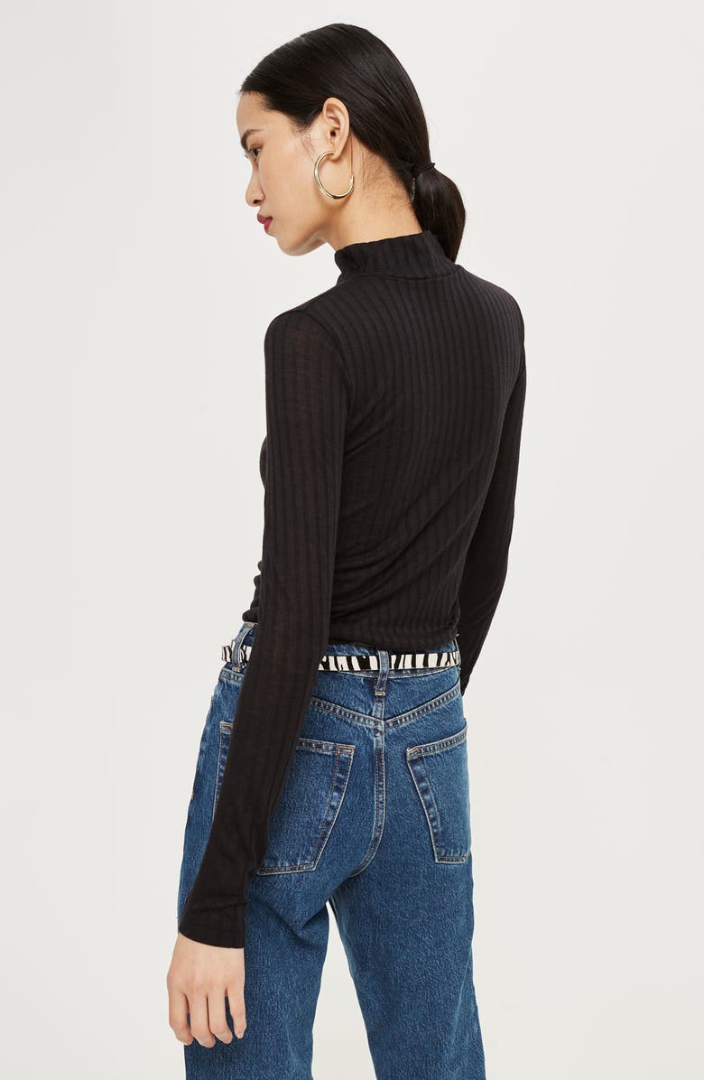 Topshop Funnel Neck Shirt, Alternate, color,