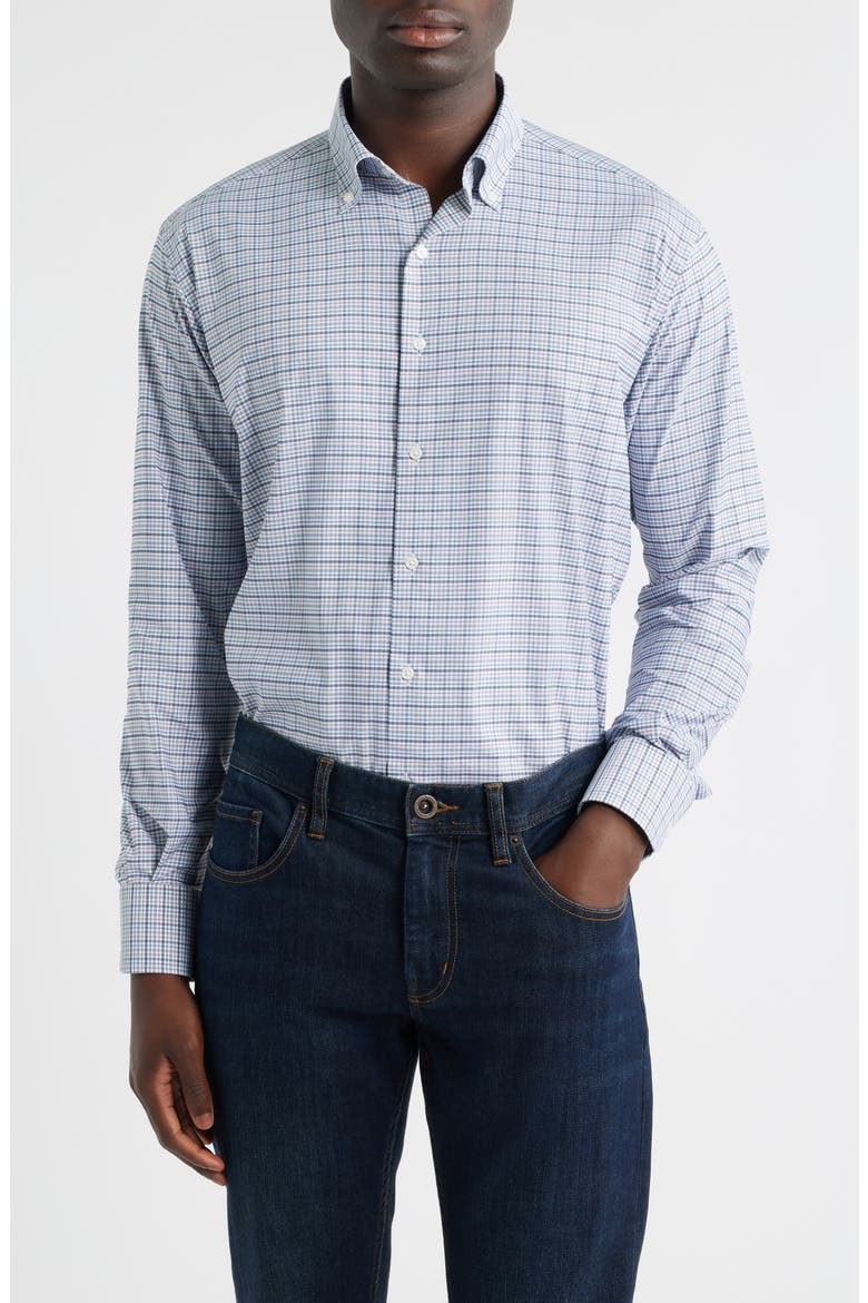 Leavenworth Check Performance Twill Button-Down Shirt, Main, color, BLUE HAZE