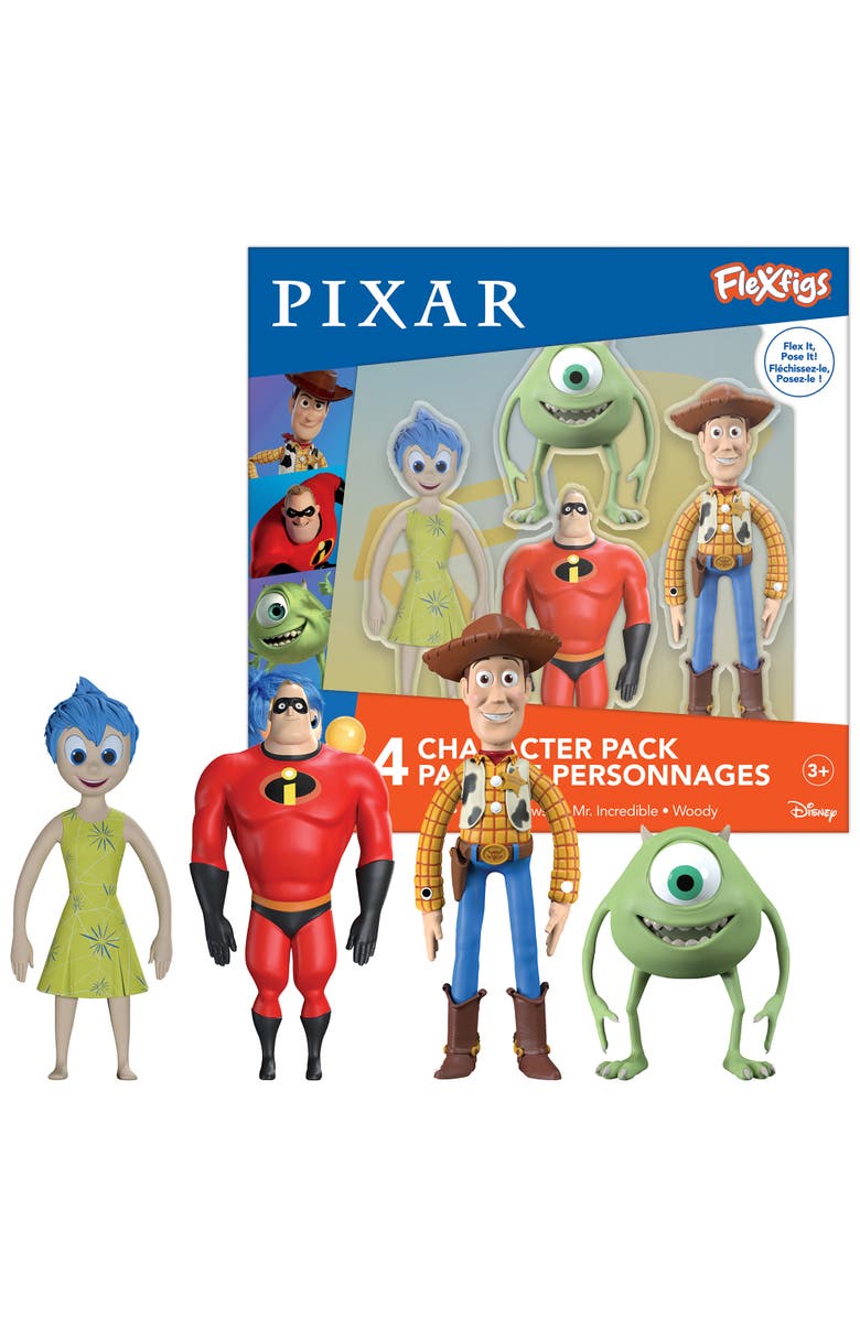 FleXfigs Pixar 4 Character Pack Articulated Action Figures, Alternate, color, Multicolored