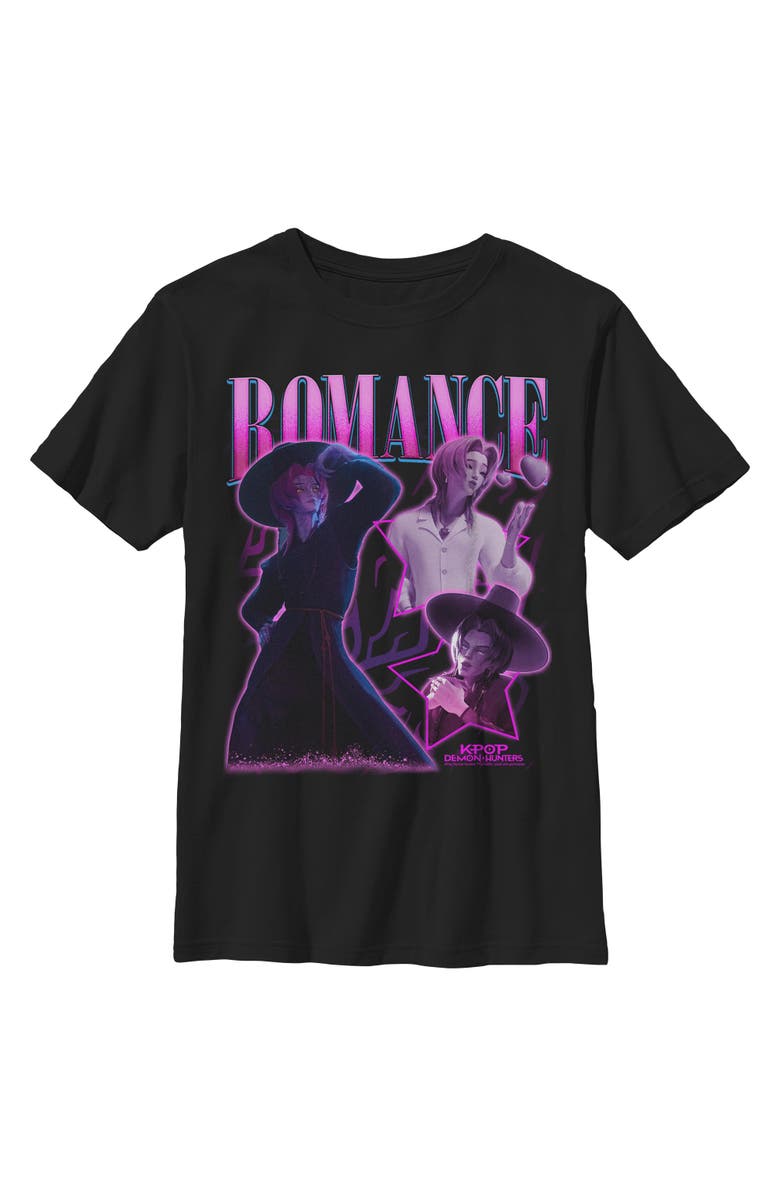 KPop Demon Hunters Boy's KPop Demon Hunters Romance Saja Collage Graphic T-Shirt, Main, color, Black