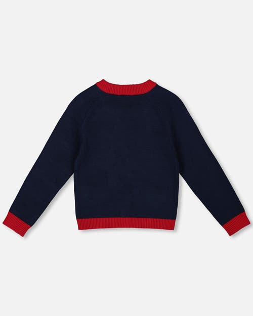 Deux Par Deux Knitted Cardigan With Red Embroidered Hearts In Black