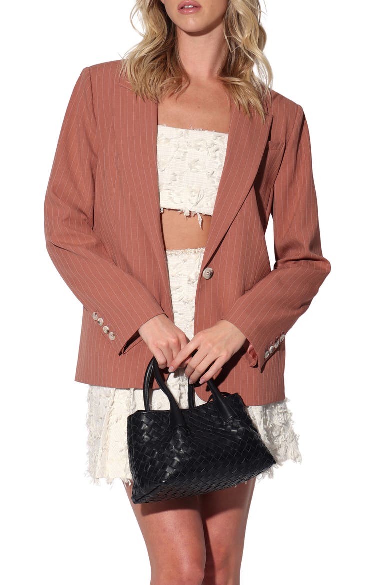 Serena Pinstripe Blazer, Main, color, CLAY PINSTRIPE