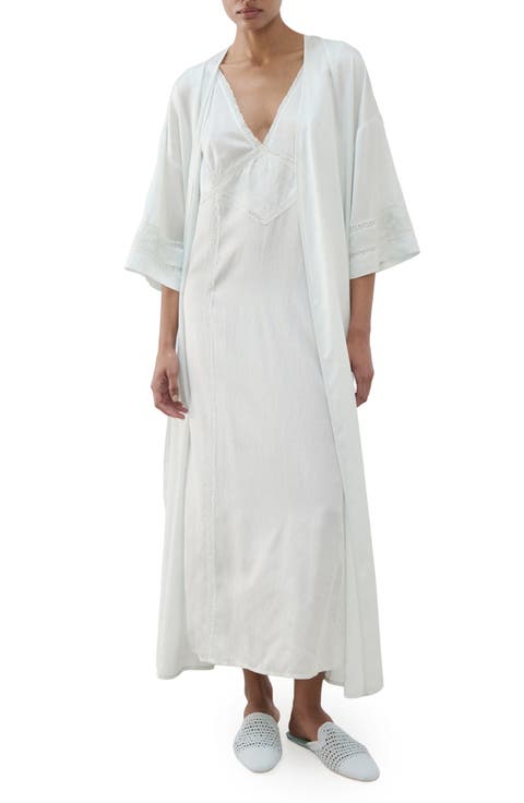 Embroidered Sleeve Satin Robe