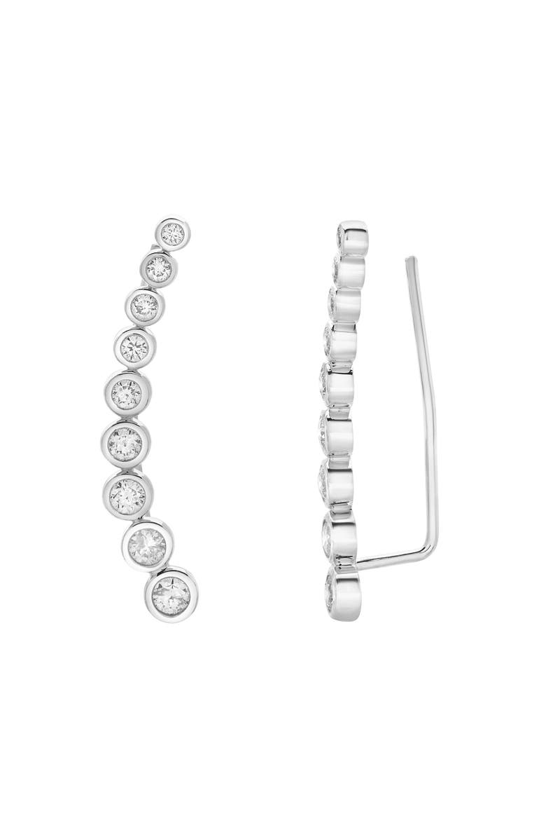 Gaia Bubble Diamond Crawler Cuff Earrings in 14K Gold, Main, color, 14K White Gold