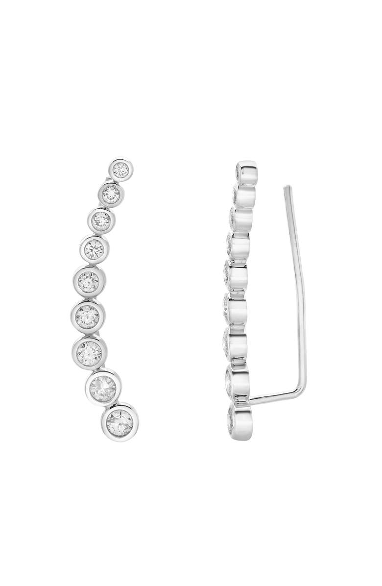 LuvMyJewelry Gaia Bubble Diamond Crawler Cuff Earrings in 14K Gold, Main, color, 14K White Gold
