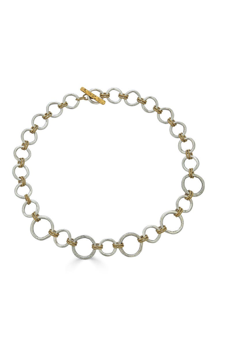 Loni Paul Jewelry Mixed Metal Sculpted Circle Necklace, Main, color,