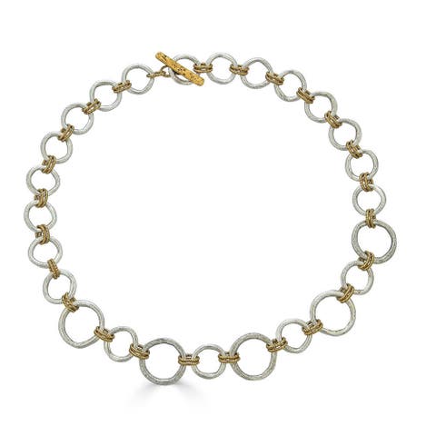 Mixed Metal Sculpted Circle Necklace