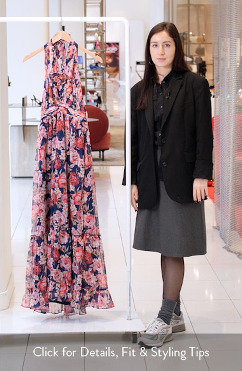 Lennon Floral Halter Neck Maxi Dress, sales video thumbnail