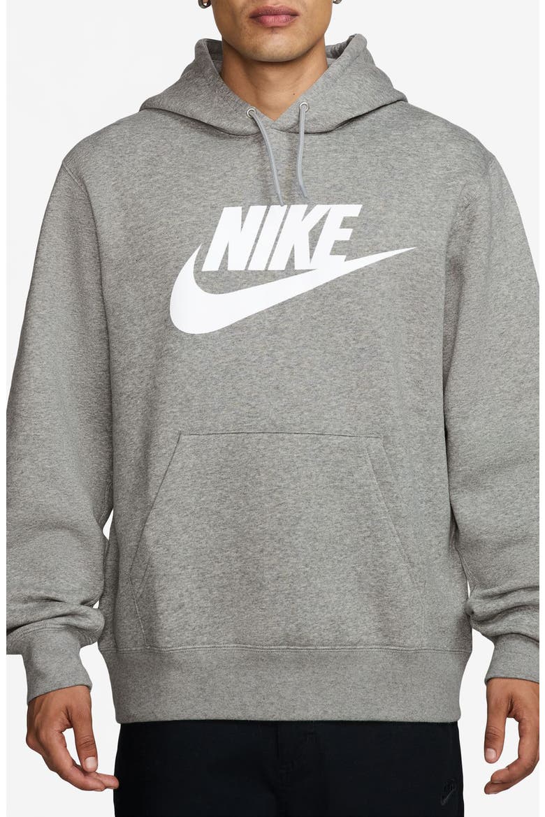 Club Fleece Hoodie, Main, color, 063 D GR H/WHITE