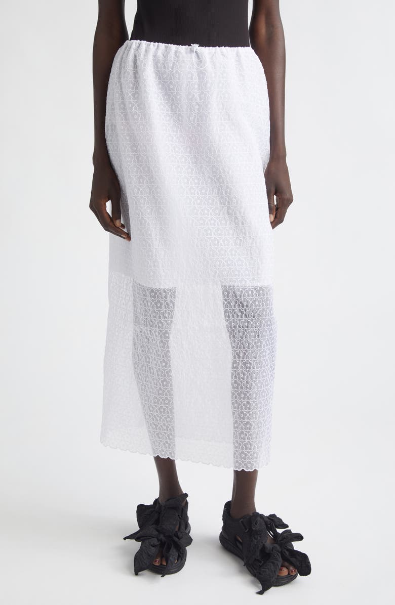 Cecilie Bahnsen Donna Windflower Embroidered Organza Midi Skirt, Main, color, White
