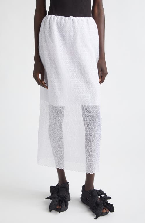 Cecilie Bahnsen Donna Windflower Embroidered Organza Midi Skirt in White at Nordstrom, Size 6
