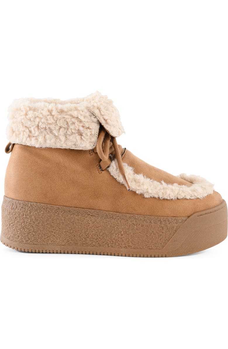 BC Footwear Warm & Fuzzy Faux Shearling Platform Bootie, Alternate, color, Tan