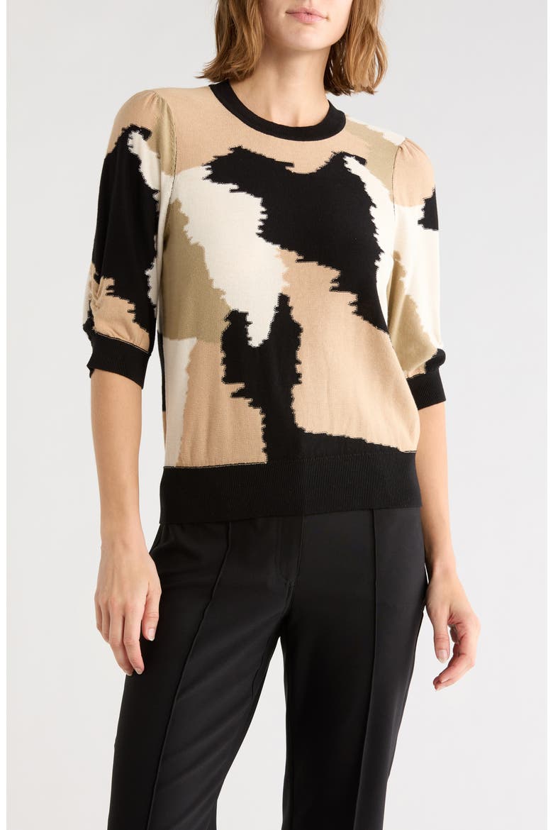 Cotton Puff Sleeve Sweater, Main, color, TRAVERTN M