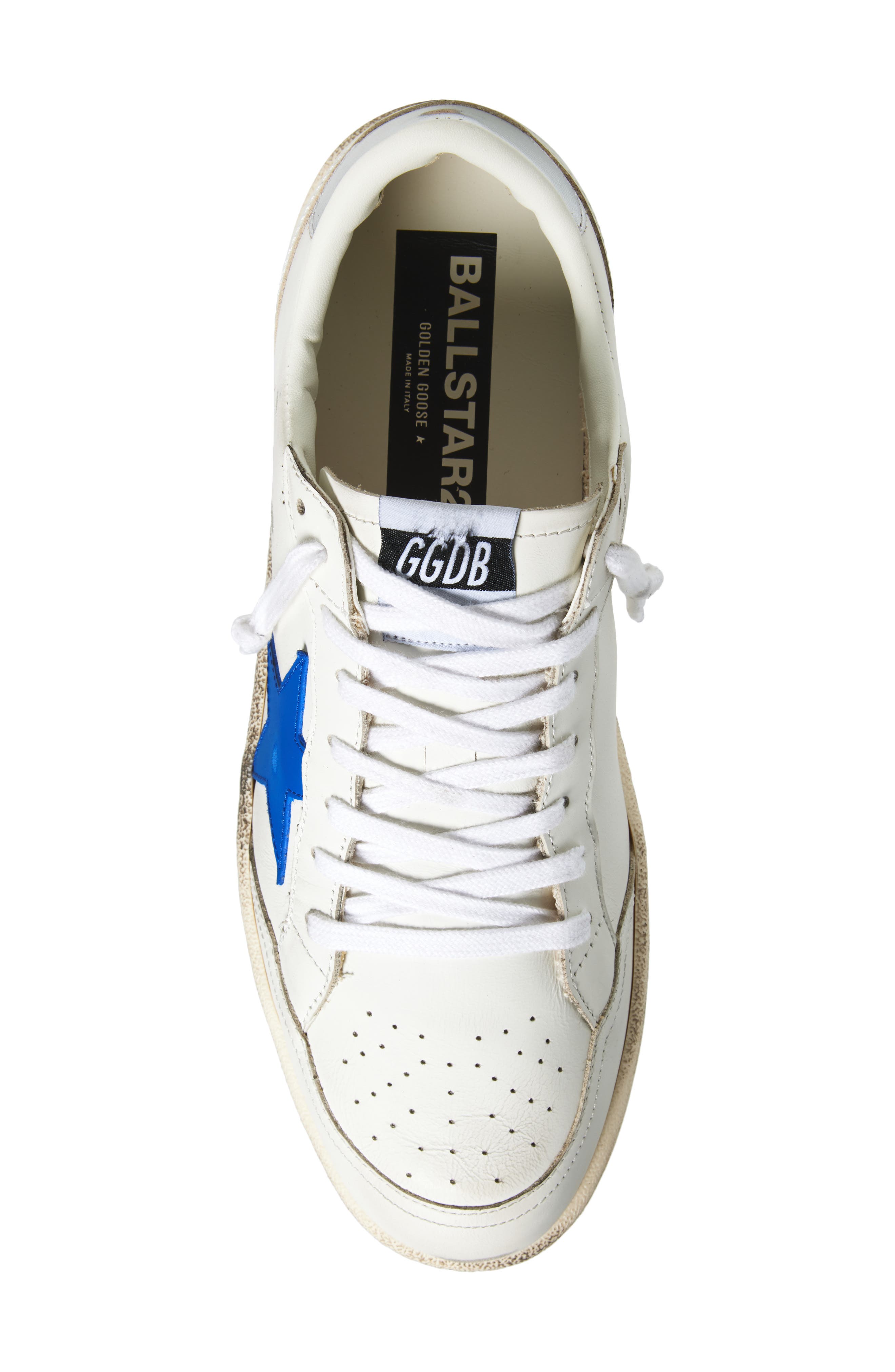 Golden Goose Ball Star Low Top Sneaker, Alternate, color, Optic White/ Blue/ Silver