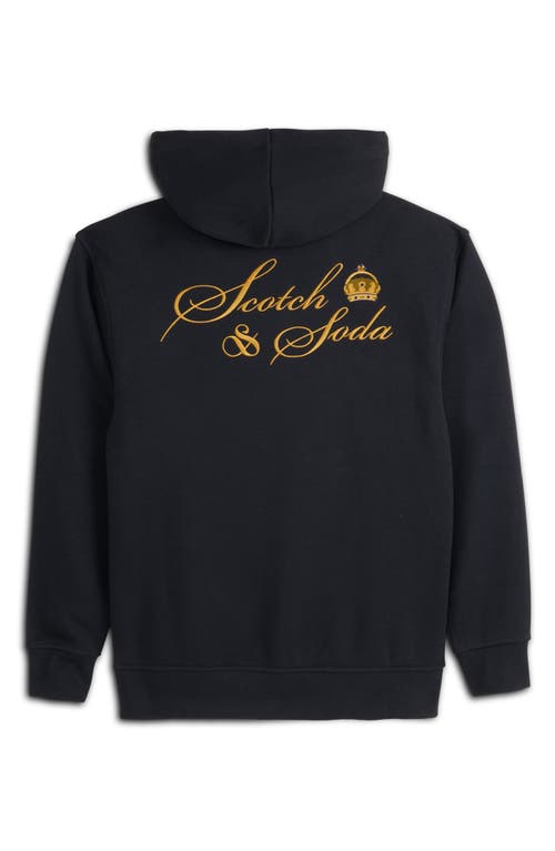 Scotch & Soda Logo Fleece Hoodie In Black