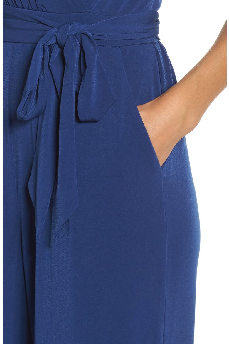 Faux Wrap Jersey Jumpsuit, Alternate, color, BLUEDNU