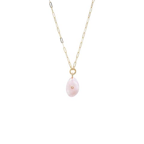 Colored CZ Bezel Natural Stone & Clicker Toggle Necklace