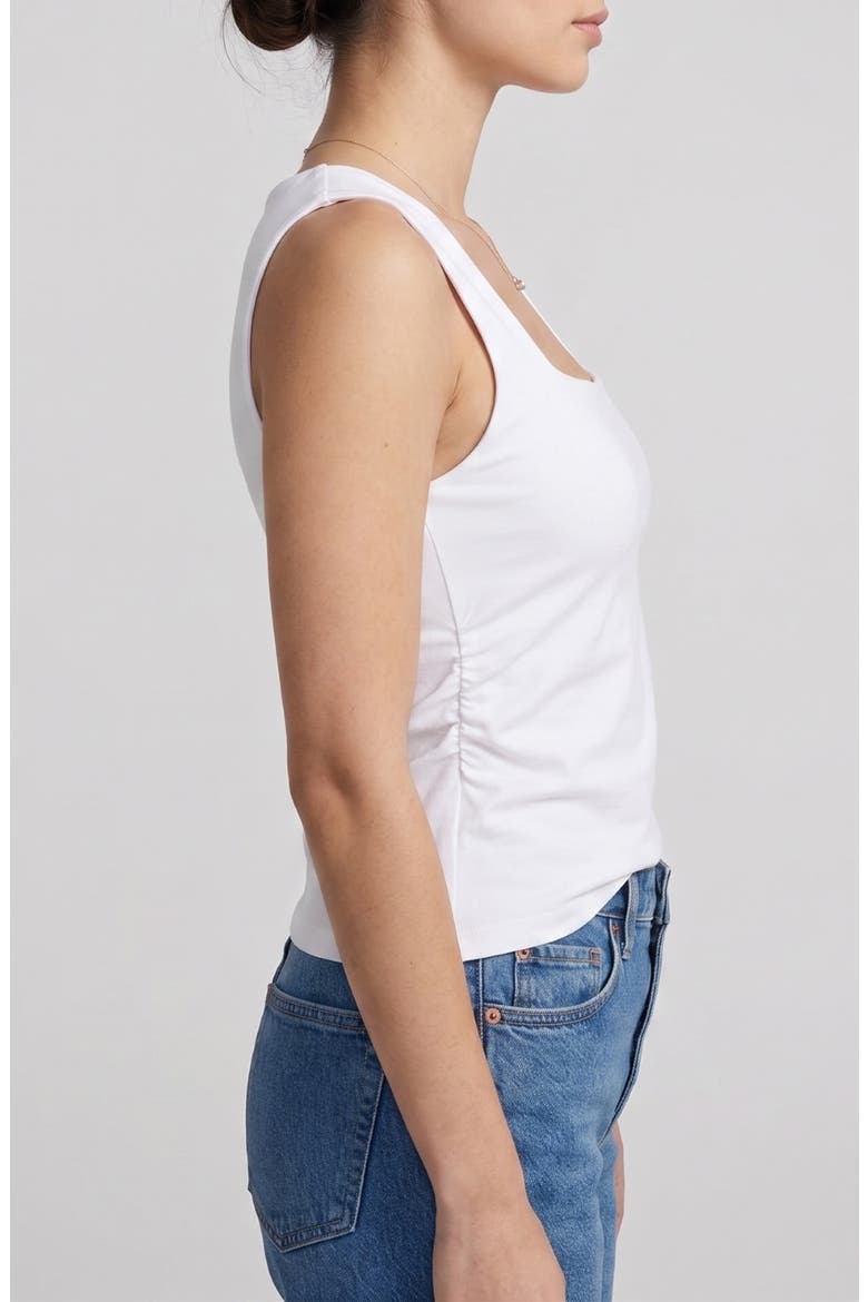 Square Neck Shirred Tank, Alternate, color, WHITE