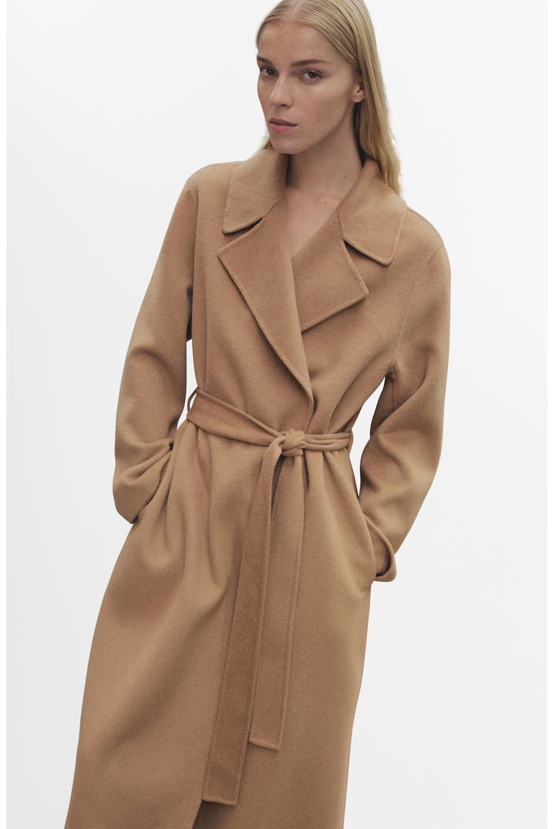 Belted Handmade Wool Blend Coat, Alternate, color, MEDIUM BROWN