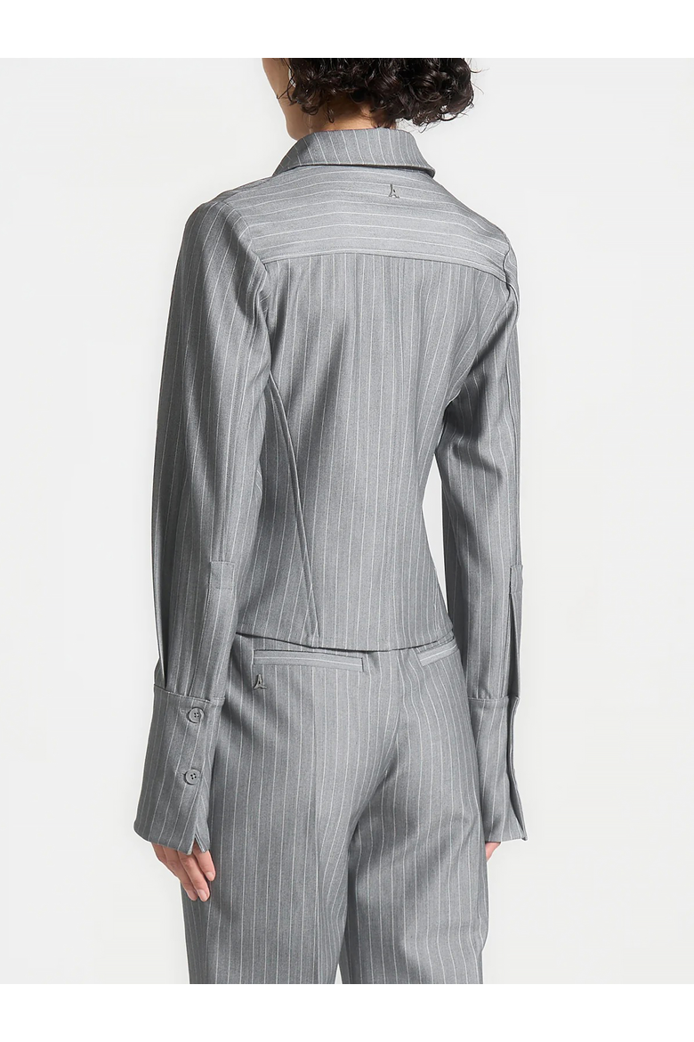 Sonia Pinstripe Angled Shirt, Alternate, color, Grey
