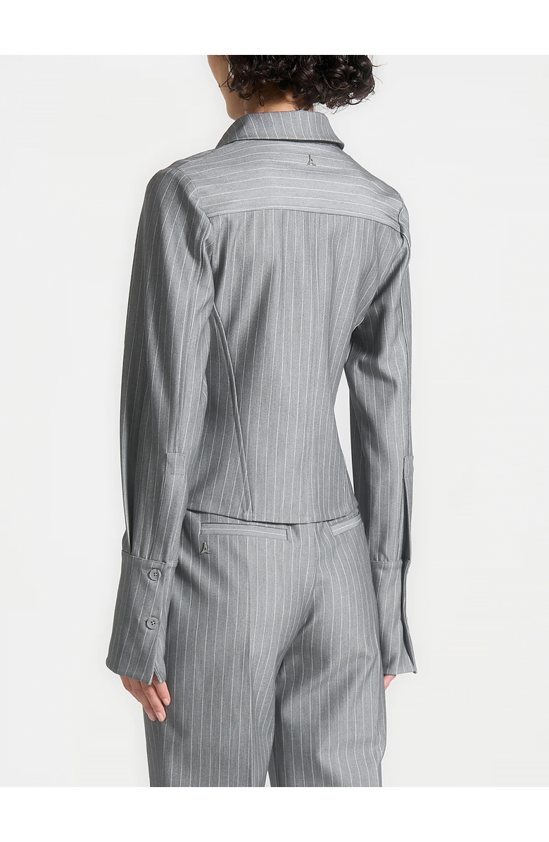 Manière De Voir Sonia Pinstripe Angled Shirt, Alternate, color, Grey