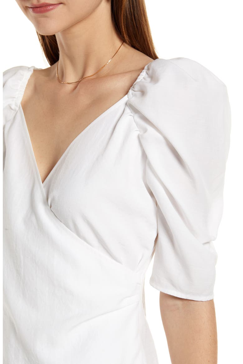 Fitted Surplice Top (Nordstrom Exclusive), Alternate, color, WHITE