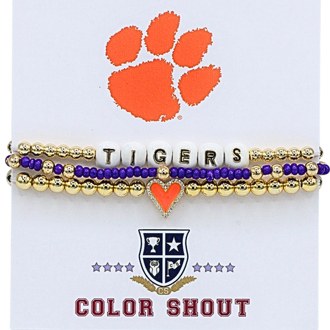 Clemson Love My College Bracelet Stack