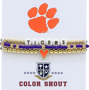 Color Shout Clemson Love My College Bracelet Stack