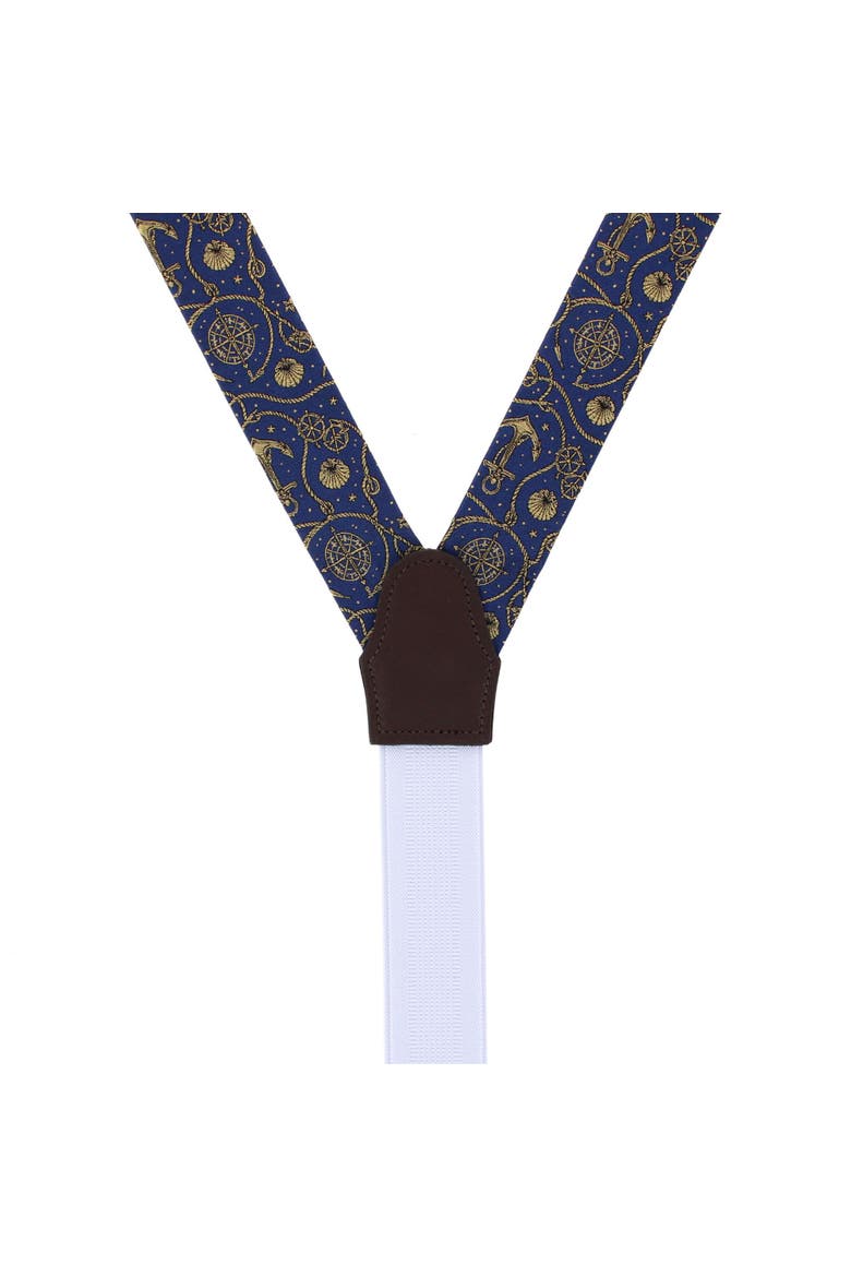 Anchor's Away Silk Novelty Button End Suspenders, Alternate, color, Navy