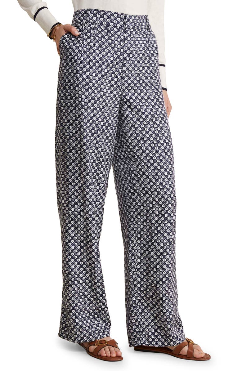 vineyard vines Luxe Floral Silk Blend Straight Leg Pants, Alternate, color, 