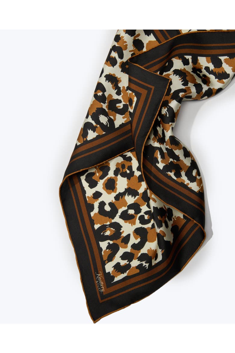 Leopard Print Silk Bandana, Alternate, color, Brown