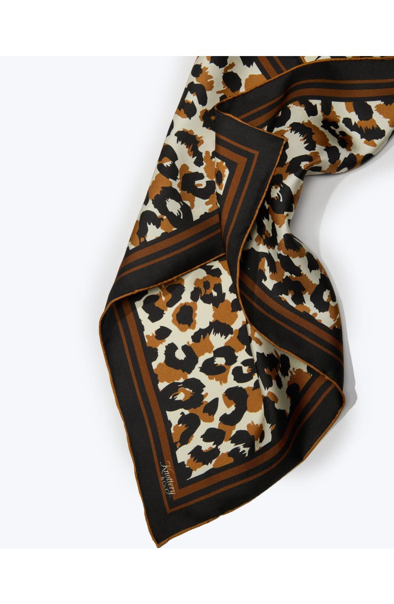 Knottery & Co Leopard Print Silk Bandana, Alternate, color, Brown