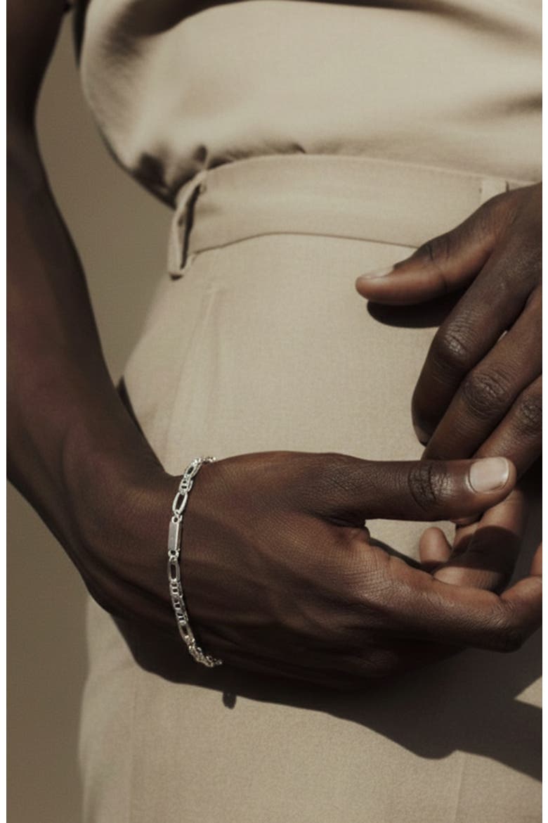 Figaro Bracelet in Silver, Alternate, color, Silver