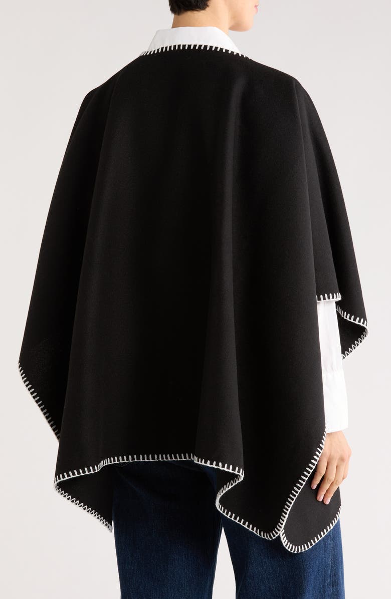 Tasha Blanket Stitch Ruana, Alternate, color, Black