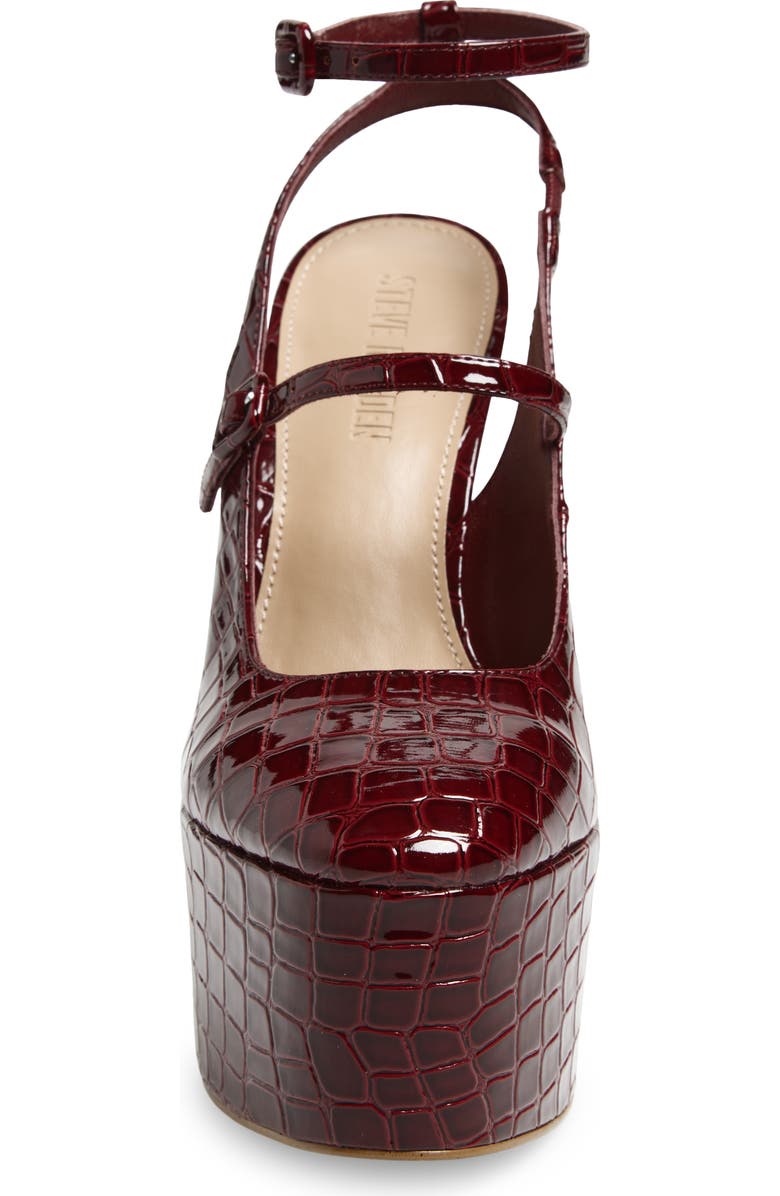 Steve Madden Scotlyn Ankle Strap Platform Pump, Alternate, color, Red Croco