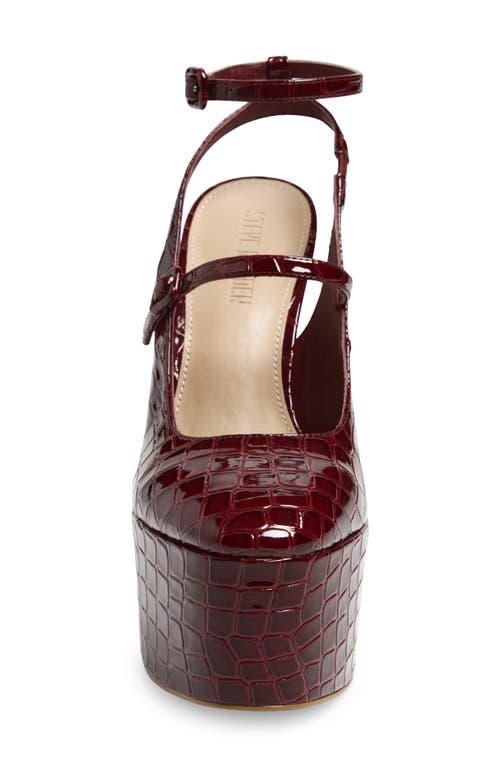 Steve Madden Scotlyn Ankle Strap Platform Pump In Burgundy