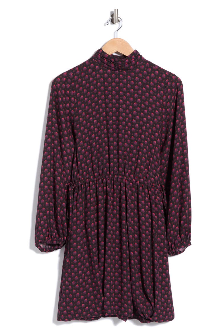 Alex Bubble Hem Long Sleeve Dress, Main, color, GEO STAR BLACK MULTI