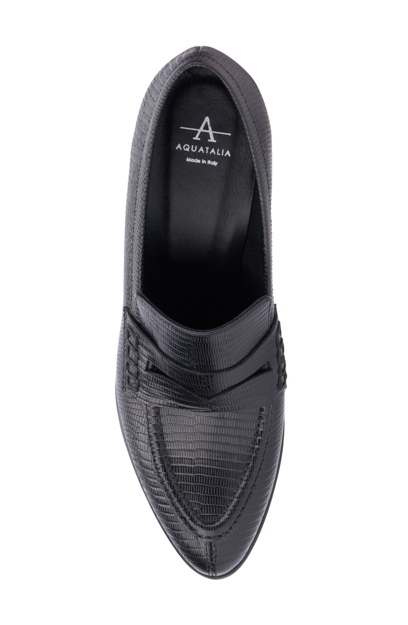 Aquatalia Rella Weatherproof Mini Lizard Embossed Penny Loafer Pump, Alternate, color, 